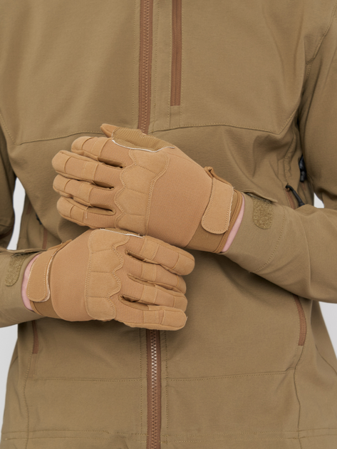 Тактические военные перчатки UAD Prometey полнопалые, сенсорные Койот L (UAD0018L) - изображение 2