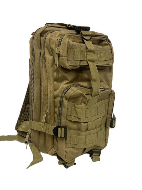 Бойовий рюкзак сумка на плечі ранець міцне і функціональне спорядження для маневрів і походів, риболовлі та активного відпочинку з системою molle Койот 30 л - зображення 1