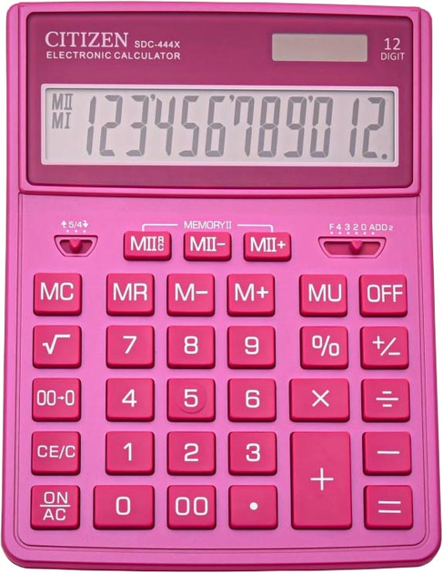 Калькулятор Citizen 199х153 мм 12-розрядний Рожевий (SDC-444XRPKE) - зображення 1