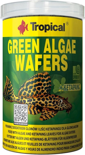 Tropical Green Algae Wafle dla rybek akwariowych w chipsach 250 ml (5900469664247) - obraz 1