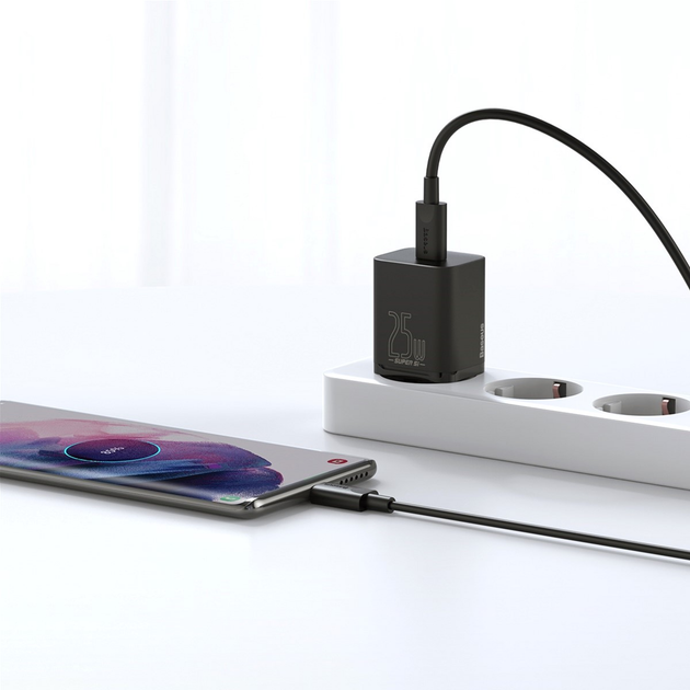 Зарядное устройство Baseus Super Silicone PD Charger 25W (1Type-C) + With Cable Type-C to Type-C 3A (1 м) (TZCCSUP-L01) - зображення 12