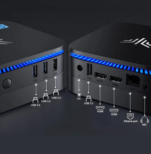 Настольный Мини-ПК Intel Celeron J3455 Процессор с Windows 10 Pro, 8 ГБ ...