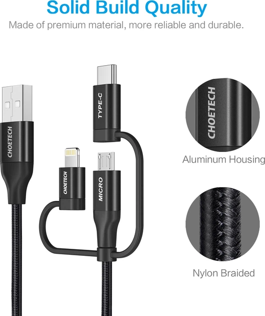 Кабель Choetech USB 2.0, MFI (IP0030-BK) - зображення 3