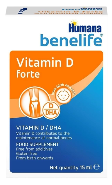 Вітамін Д3 Humana Benelife D3 400 МО+ DHA, 15 мл - изображение 1
