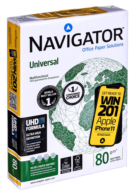 Papier biurowy Navigator Premium Uniwersalny A4 80 g/m2 500 ark. 8247A80 Biały (5602024006102) - obraz 1