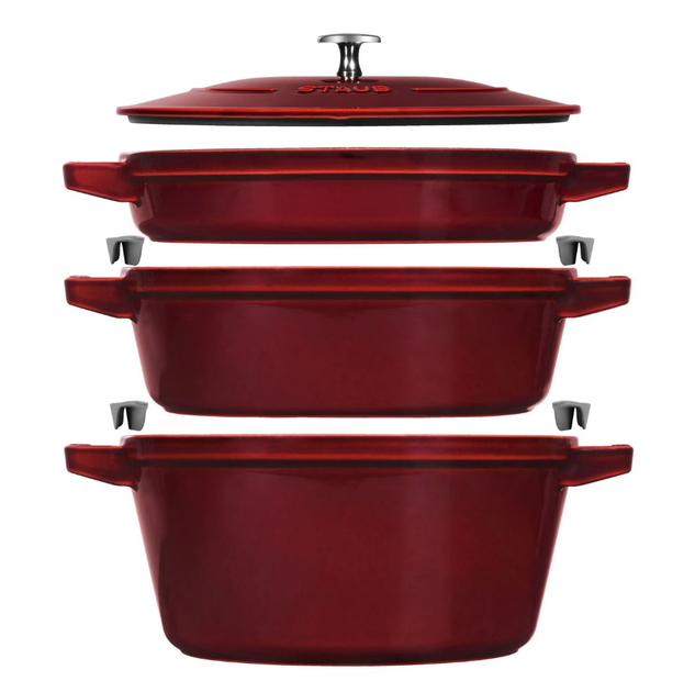Набір посуду Staub Stackable 4 предмети бордовий (14552687) - зображення 2