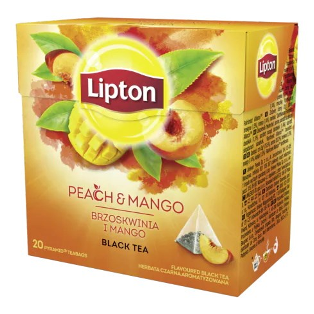 Herbata czarna Lipton Peach&Mango 20 torebek (8722700307617) - obraz 1