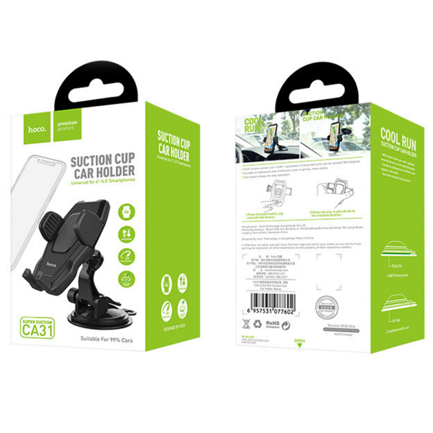 Холдер Hoco CA31 cool run suction cup car holder Black - изображение 3