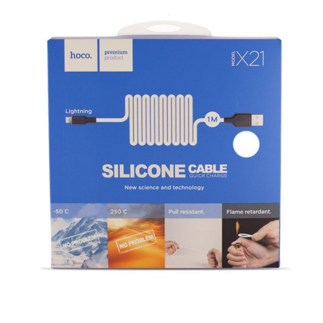 Кабель Hoco X21 Silicone Lightning charging cable Black & White - зображення 2