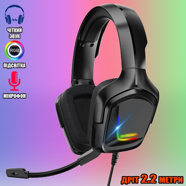 Игровые наушники проводные полноразмерные ONIKUMA K20-3,5 мм c микрофон ...