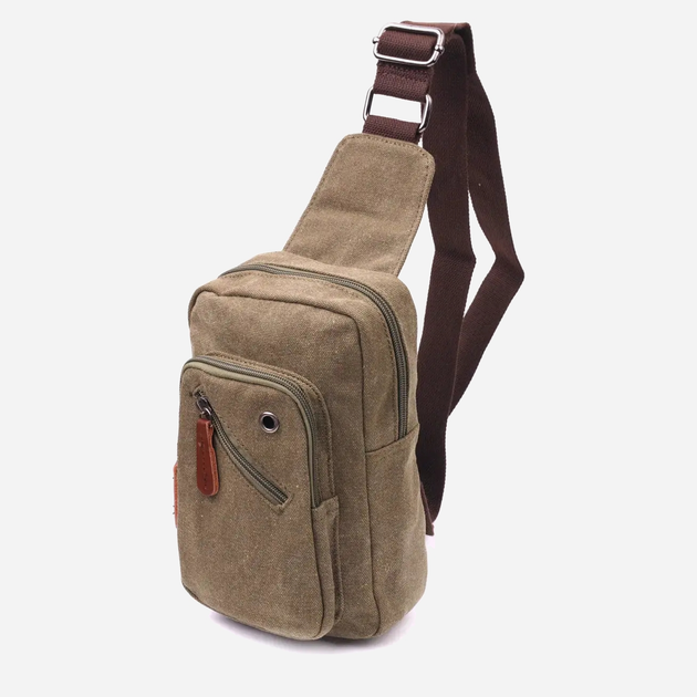 Сумка-слінг через плече чоловіча тканинна Vintage 21231 Оливкова (leather-21231)