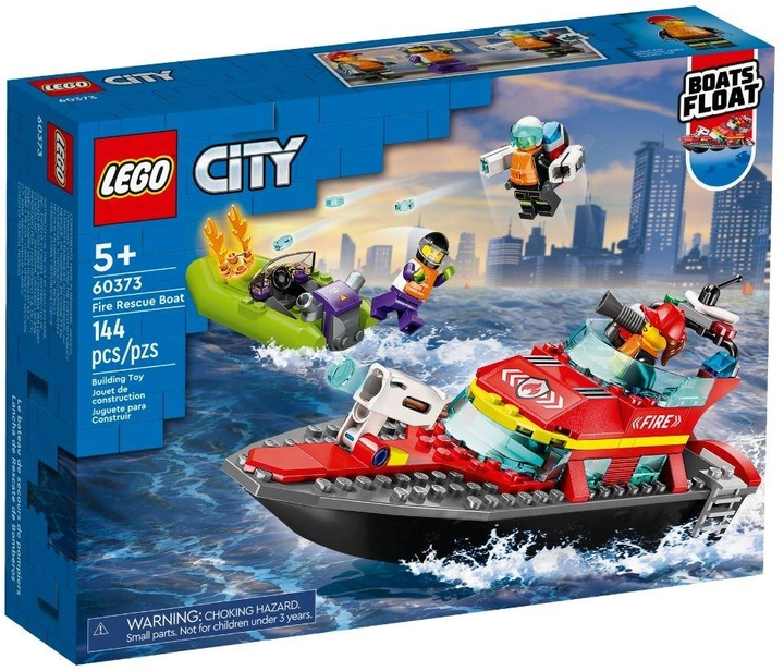 Конструктор LEGO City Човен пожежної бригади 144 деталі (60373) - зображення 1