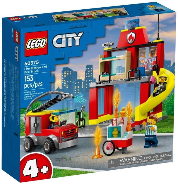 Zestaw klocków LEGO City Remiza strażacka i wóz strażacki 153 elementy (60375) - obraz 1