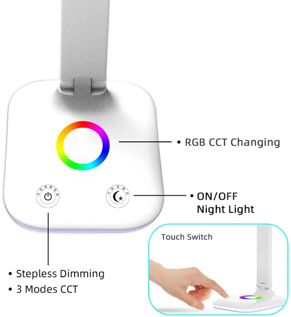 Настольная лампа Taigexin TGX-A932 8W 450lm 2700-6500К RGB 220V White - изображение 5