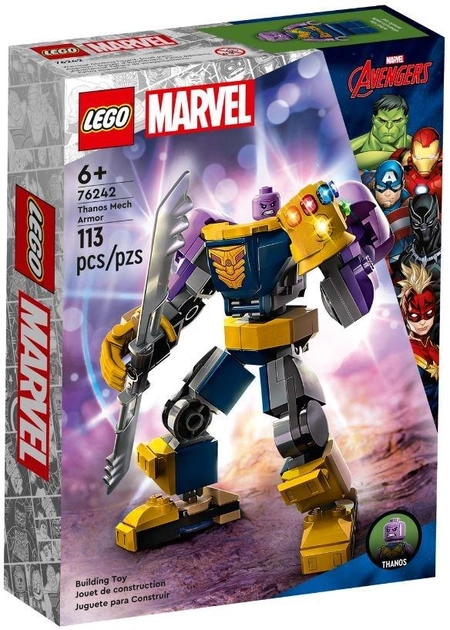 Zestaw klocków LEGO Super Heroes Mechaniczna zbroja Thanosa 113 elementów (76242) - obraz 1