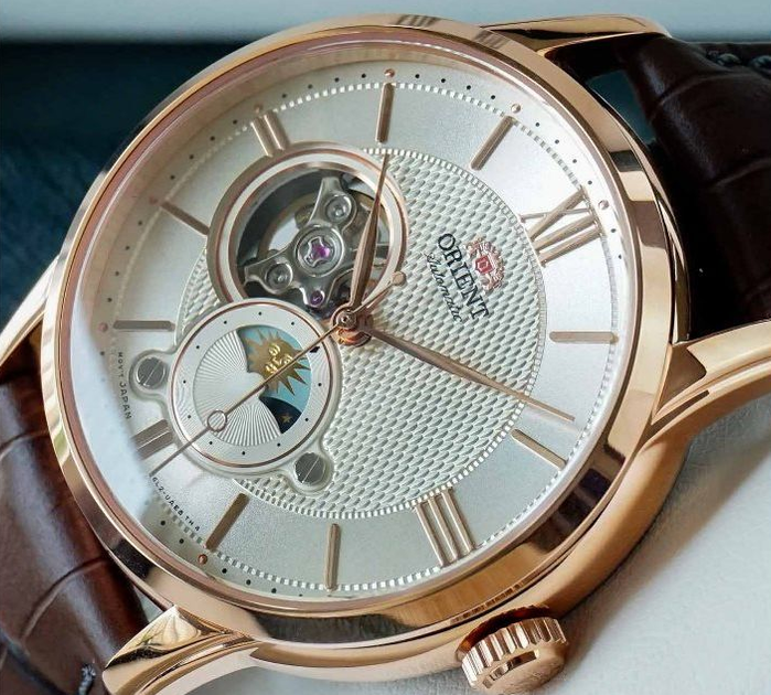 Чоловічий годинник ORIENT RA-AS0009S10B Рожеве золото\Коричневе - зображення 4