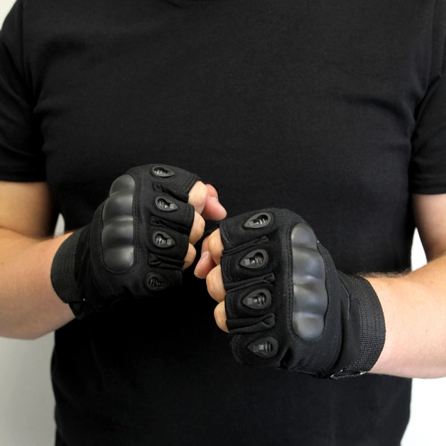 Тактические перчатки открытые армейские, Мужские перчатки штурмовые Oakley беспалые Черные XL - изображение 1