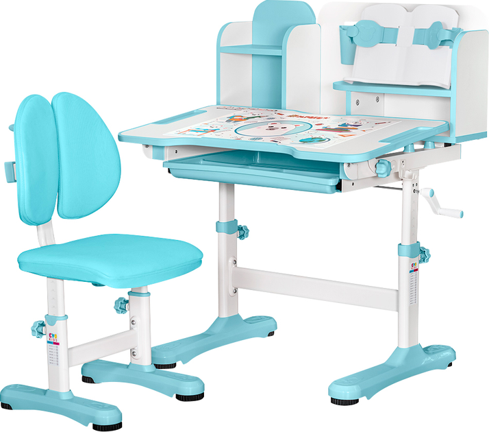 Комплект мебели Mealux BD-28 Panda Стол + стульчик + полка Blue (BD-28 BL) - изображение 1