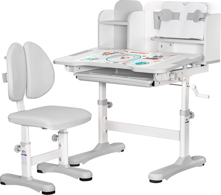 Комплект мебели Mealux BD-28 Panda Стол + стульчик + полка Grey (BD-28 G) - изображение 1