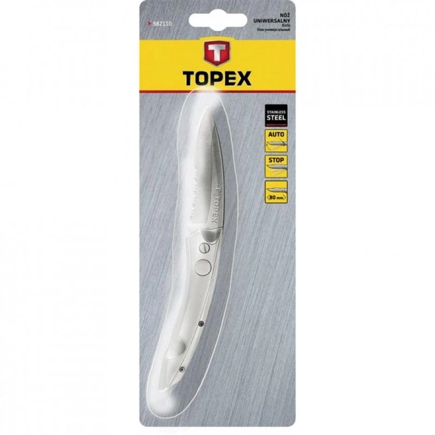 Нож Topex унiверсальний, лезо 80 мм, пружинний (98Z110) - изображение 2