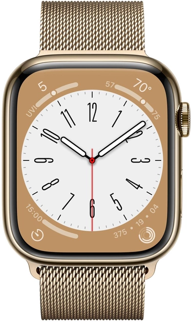 Смарт-годинник Apple Watch Series 8 GPS + Cellular 45mm Gold Stainless Steel Case with Gold Milanese Loop (MNKQ3) - зображення 2