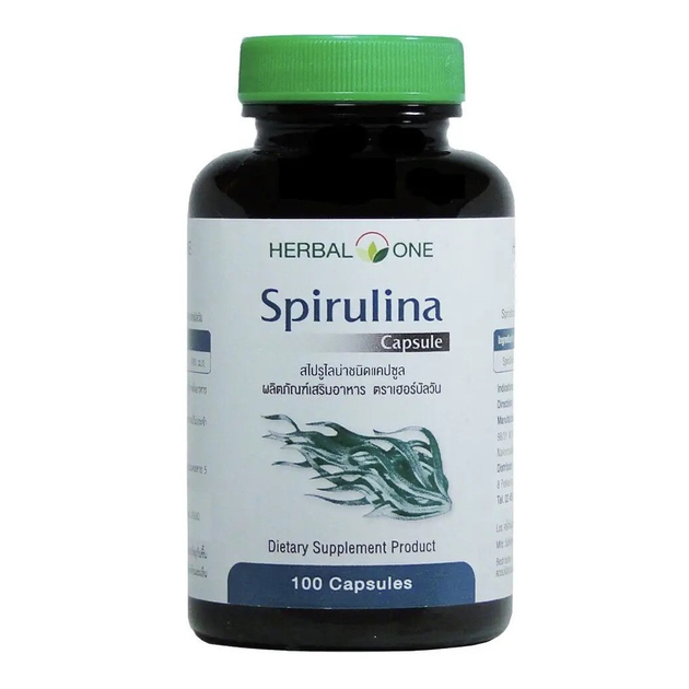 Спирулина органическая в капсулах Spirulina 100 шт. Herbal One (8853353300516) - изображение 1