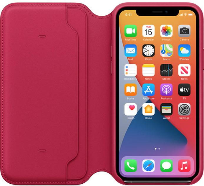 Etui z klapką Apple Leather Folio do Apple iPhone 11 Pro Raspberry (MY1K2) - obraz 3