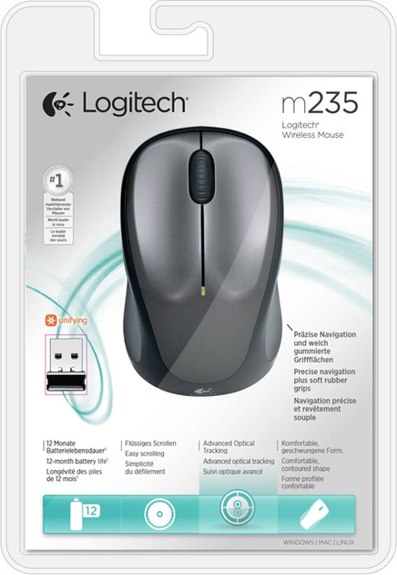 Mysz Logitech M235 Wireless Szary (910-002201) - obraz 6