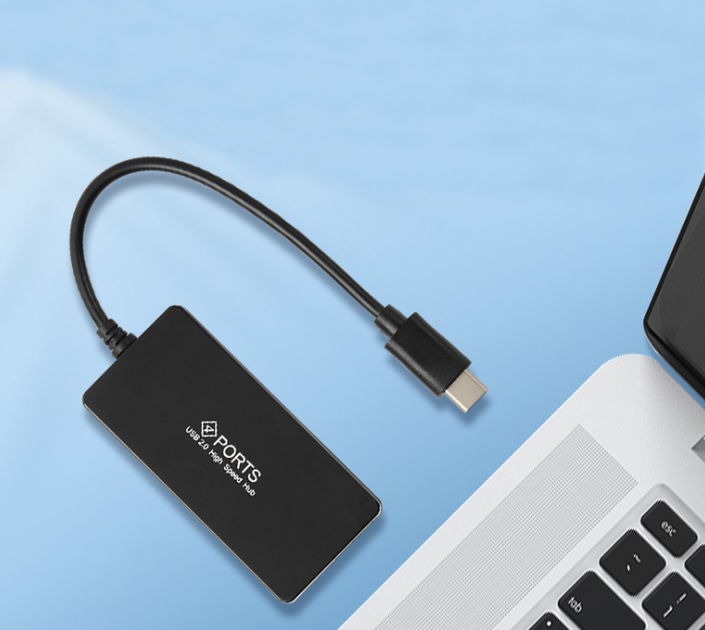 Розгалужувач хаб концентратор UKC 4 Ports USB Type-C hub 2.0 Black - Фото 2 Розгалужувач хаб концентратор UKC 4 Ports USB Type-C hub 2.0 Black - зображення 2