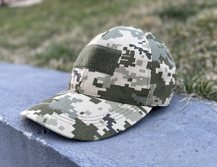 Кепка-бейсболка з бавовни з липучкою спереду для ЗСУ кепка тактична військова армійська камуфляжна Піксель - зображення 2