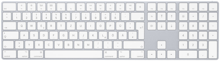 Клавіатура бездротова Apple Magic Keyboard з цифровою панеллю Bluetooth German Silver (MQ052D/A) - зображення 1