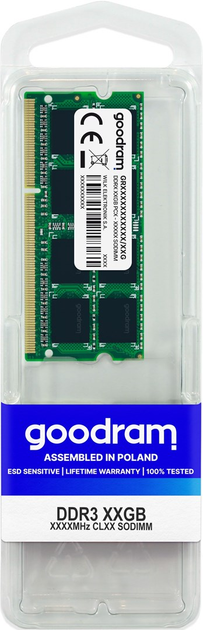 Оперативна пам'ять Goodram SODIMM DDR3L-1600 4096MB PC3-12800 (GR1600S3V64L11S/4G) - зображення 1