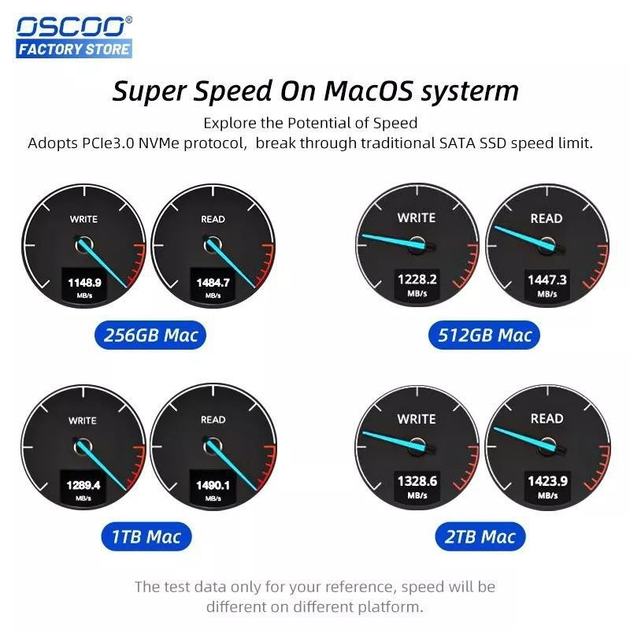 SSD OSCOO 512Gb для Apple MacBook Air Pro iMac 2013 - 2017 г. PCIe Gen3*4 nvme твердотельный накопитель - изображение 6