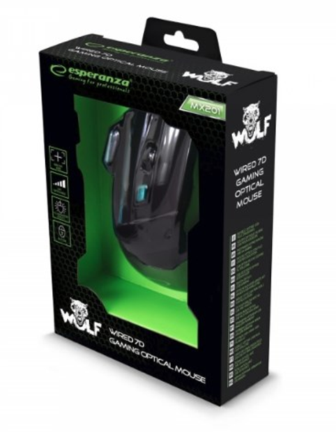 Mysz Esperanza MX201 Wolf USB czarno-niebieska (EGM201B) - obraz 4