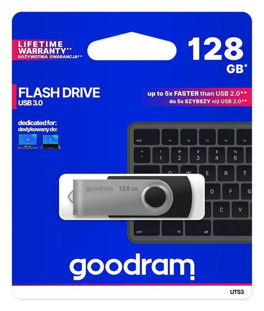 Pendrive Goodram UTS3 128GB USB 3.0 Black (UTS3-1280K0R11) - obraz 2