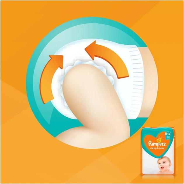Pieluchy Pampers Sleep & Play Rozmiar 4 9-14 kg 50 szt (8001090669056) - Zdjęcie 4 Pieluchy Pampers Sleep & Play Rozmiar 4 9-14 kg 50 szt (8001090669056) - obraz 4