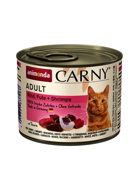 Вологий корм для кішок Animonda Carny Adult з яловичиною, індичкою і креветками 200 г (4017721837088) - зображення 1