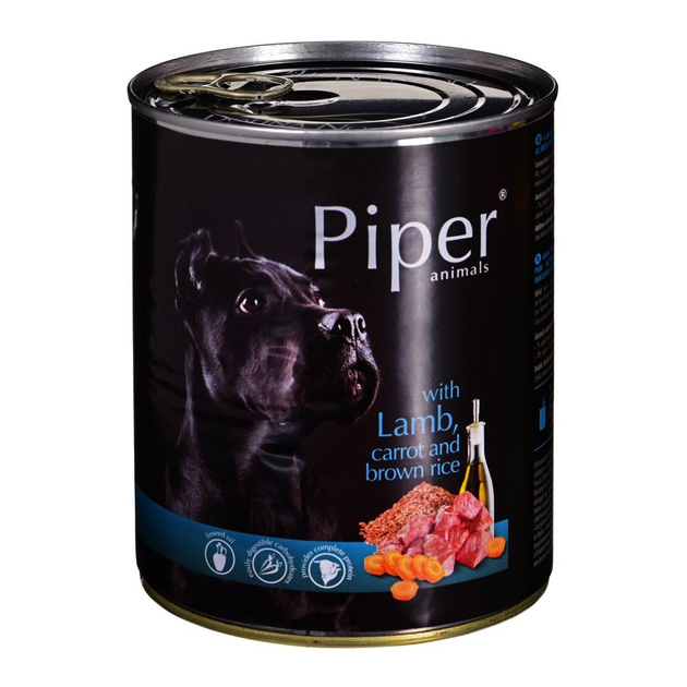 Mokra karma dla psów DOLINA NOTECI Piper z jagnięciną, marchewką i brązowym ryżem - puszka 800g (5902921300366) - obraz 1