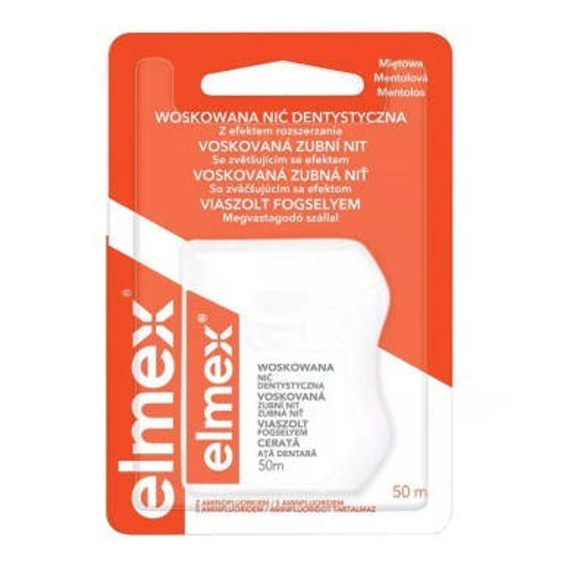Вощеная зубная нить, мята ELMEX Dental Floss Waxed Mint 50м (09391) от ...