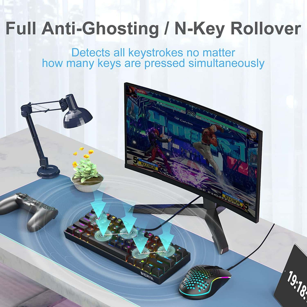Механическая игровая клавиатура Dierya 60%, с RGB, водонепроницаемая, 61 программируемая клавиша (красный переключатель) ENG ( Английский ) DK61E - изображение 7