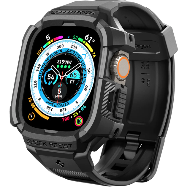 Чехол + ремешок для Apple Watch Spigen Rugged Armor 49mm Ultra, Black (ACS05460) - Фото 4 Чехол + ремешок для Apple Watch Spigen Rugged Armor 49mm Ultra, Black (ACS05460) - изображение 4