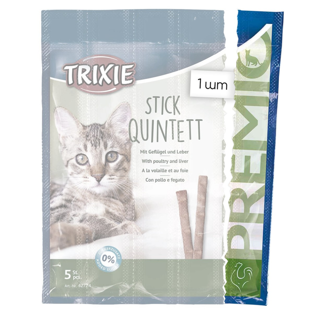 Лакомство для кошек Trixie PREMIO Stick Quintett домашняя птица и печень 5 г (TX-42724) - изображение 2