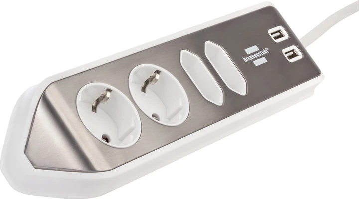 Przedłużacz Brennenstuhl Estilo 4 gniazda 2 porty USB 2 m White (1153590420) - obraz 3