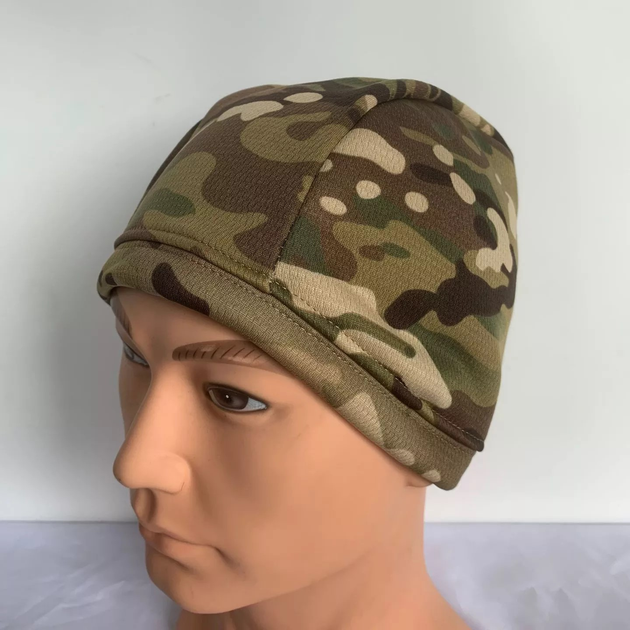 Тактическая военная шапка бини Multicam мультикам, боевая, флисовая, ветрозащитная, двухкомпонентная, термошапка, камуфляжная шапка под шлем - изображение 1