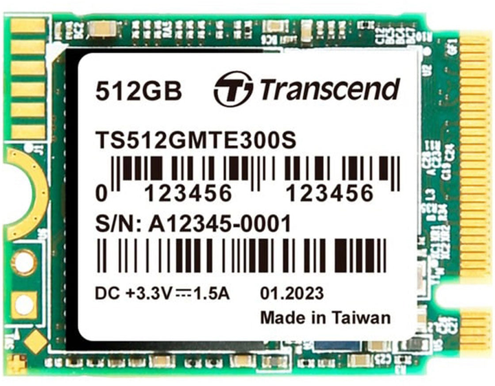SSD диск Transcend 300S 512GB NVMe M.2 2230 PCIe 3.0 x4 3D NAND TLC (TS512GMTE300S) - зображення 1