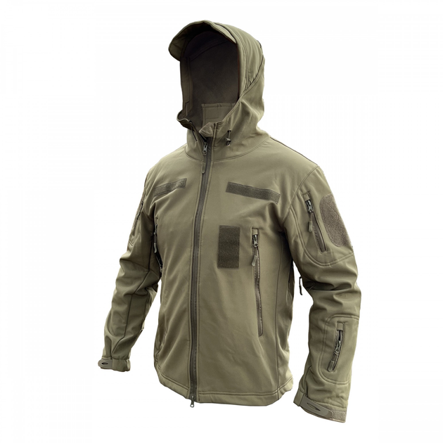 Куртка софтшелл олива тактична куртка Soft Shell непромокальна армійська куртка для військових розмір 2XL - зображення 1