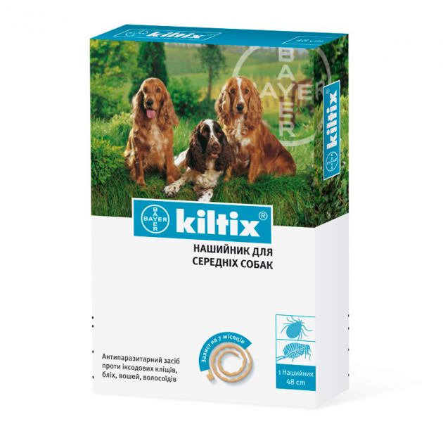 Нашийник Bayer Kiltix (Кілтікс) від бліх та кліщів 48 см - Фото 3 Нашийник Bayer Kiltix (Кілтікс) від бліх та кліщів 48 см - зображення 3