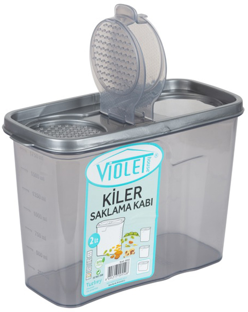 Контейнер пластиковый для сыпучих продуктов Violet House 0552 Transparent Black 2 л (0552 Transparent Black) - изображение 2