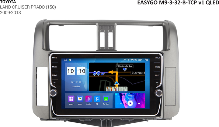 Штатное головное устройство EasyGo M9-3-32-B-TCP v1 QLED Toyota Land ...