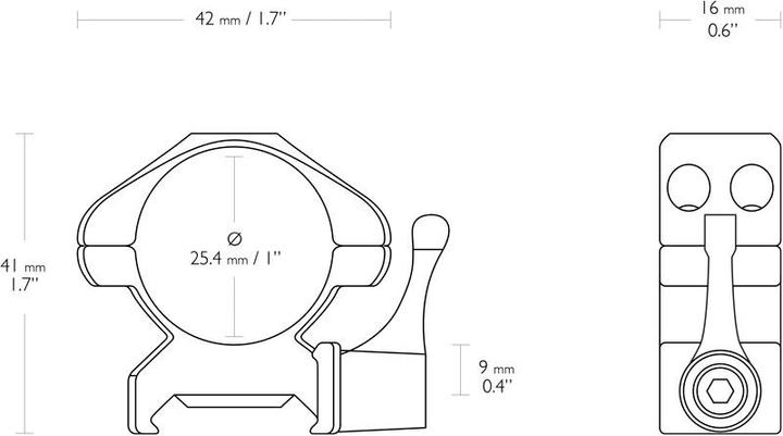 Кільця Hawke Precision Steel QD 1" (25.4) Medium. Сталь. Weaver (39860091) - зображення 2